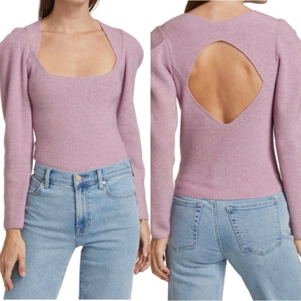 NWT ASTR The Label Catalina Cut-Out Ribbed Sweater Lilac, Size M